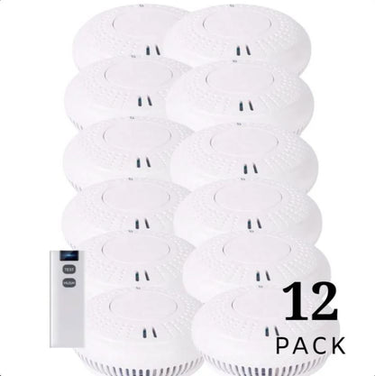 Wireless Interconnected Photoelectric Smoke Alarms 12 Pack With Free Remote Control