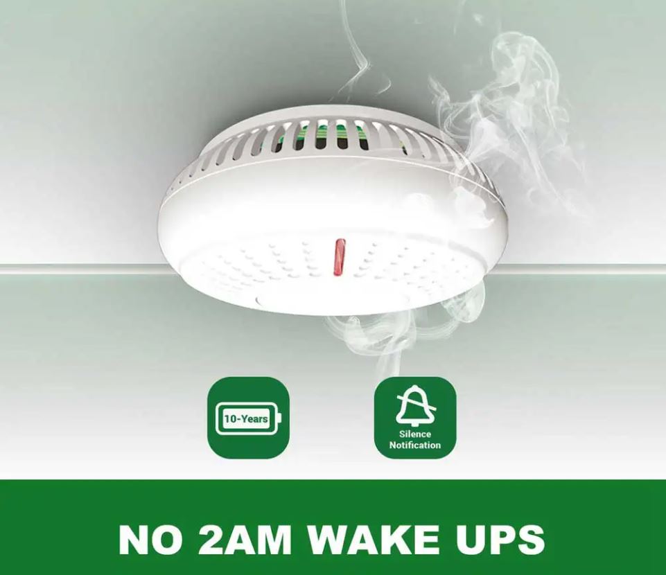 Wireless Interconnected Photoelectric Smoke Alarms 8 Pack With Free Remote Control