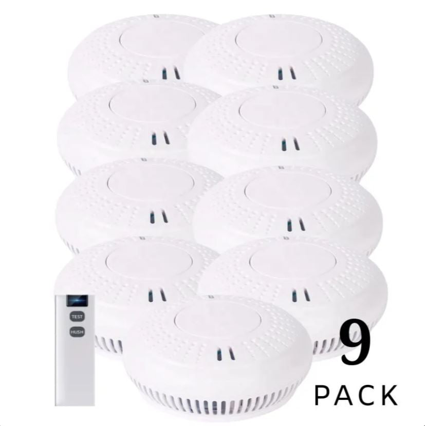 Wireless Interconnected Photoelectric Smoke Alarms 9 Pack With Free Remote Control